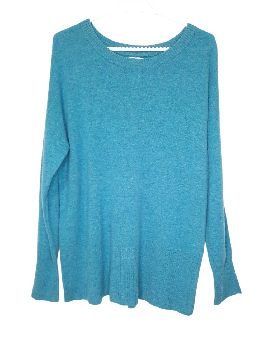 Nicole Miller Two Ply Cashmere Tunic Sweater Blue Green Teal Womens Size XL